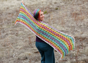 Rainbow 🌈 Cashmere Honeycomb shawl