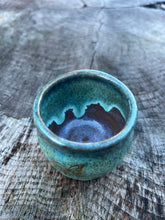 Load image into Gallery viewer, Gilded cordial cup- Seafoam/ Fawn Glaze w/ 2 Gold Butterflies 4oz