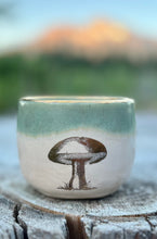 Load image into Gallery viewer, Gilded Cup- Seafoam/Cream w/ Gold Mushroom 🍄 and real gold rim 9oz