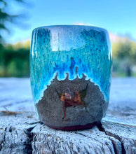 Load image into Gallery viewer, Gilded cordial cup- Seafoam/ Fawn Glaze w/ Gold Butterfly 2oz “tall”