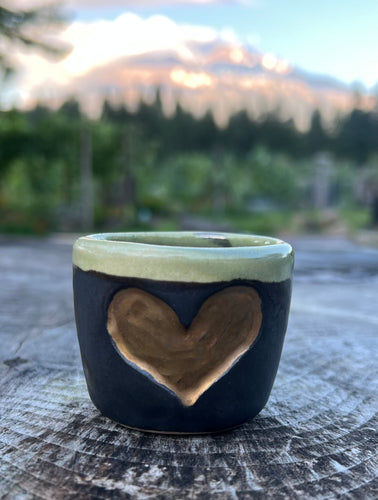 Gilded ❤️ cordial cup- Bronze Metallic/ Seafoam Glaze 2oz