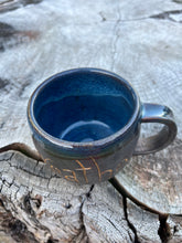 Load image into Gallery viewer, Gilded Breathe Mug-   Bronze Metallic/ Floating Blue Glaze 16oz small handle