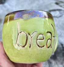 Load image into Gallery viewer, Gilded Breathe Mug-   Mother of Pearl/ chartreuse crackle glaze ￼ Glaze 10oz