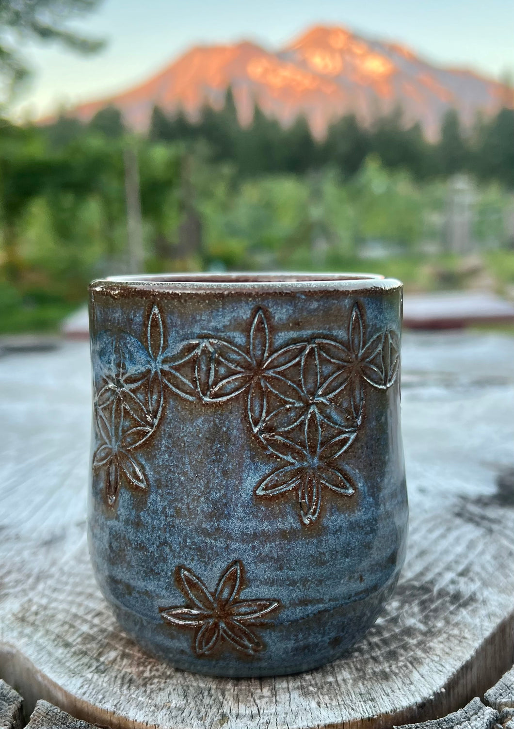 Flower Cup- Earthy Blues 10oz