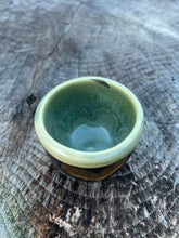 Load image into Gallery viewer, Gilded ❤️ cordial cup- Bronze Metallic/ Seafoam Glaze 2oz