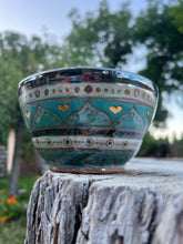 Load image into Gallery viewer, Gilded ❤️’s Rainbow 🌈 Mother of Pearl carved bowl