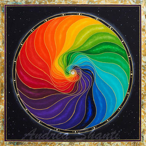 ORIGINAL of Galactic Rainbow Nautilus - Acrylic w/ Swarovski Crystals and Gold Leaf