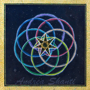 ORIGINAL of Galactic Septagram - Acrylic w/ Swarovski Crystals and Gold Leaf