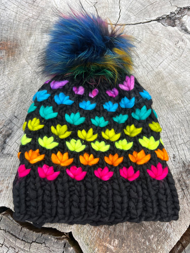 Neon Rainbow/ Black 🌈Lotus Hat