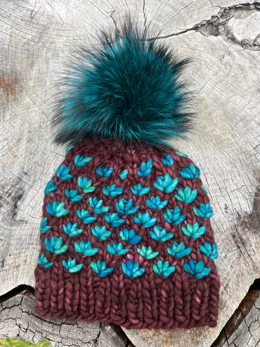 Teal/ Brown Lotus Hat