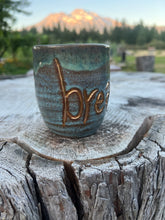 Load image into Gallery viewer, Gilded Breathe Cup- Earthy Teals and Blues with Swirl 11oz