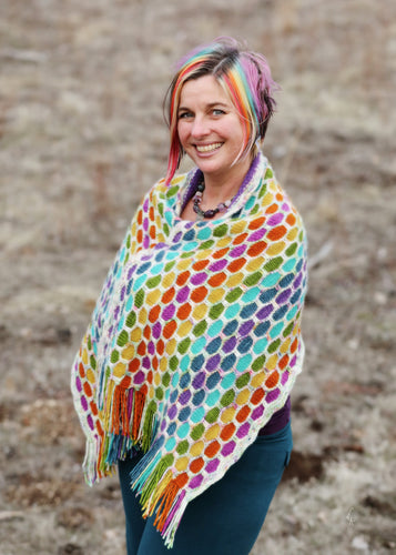 Rainbow 🌈 Cashmere Honeycomb shawl