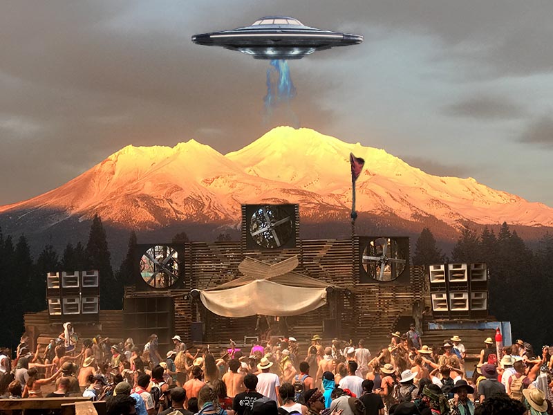 Mount Shasta Beam Me Up Party card