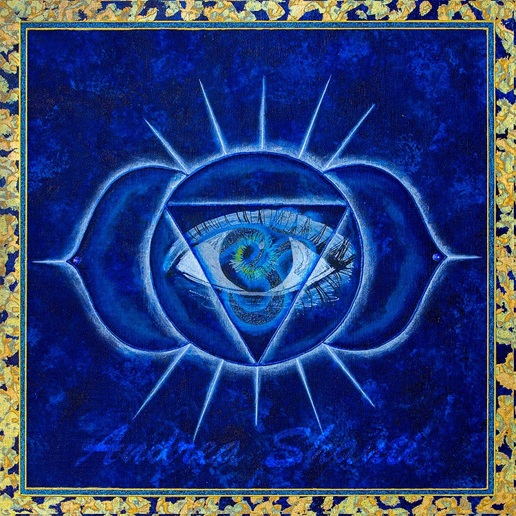 6th Chakra- Ajna- Third - Acrylic w/ Swarovski Crystals and Gold Leaf