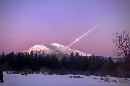 Full Moon Beam over Mount Shasta