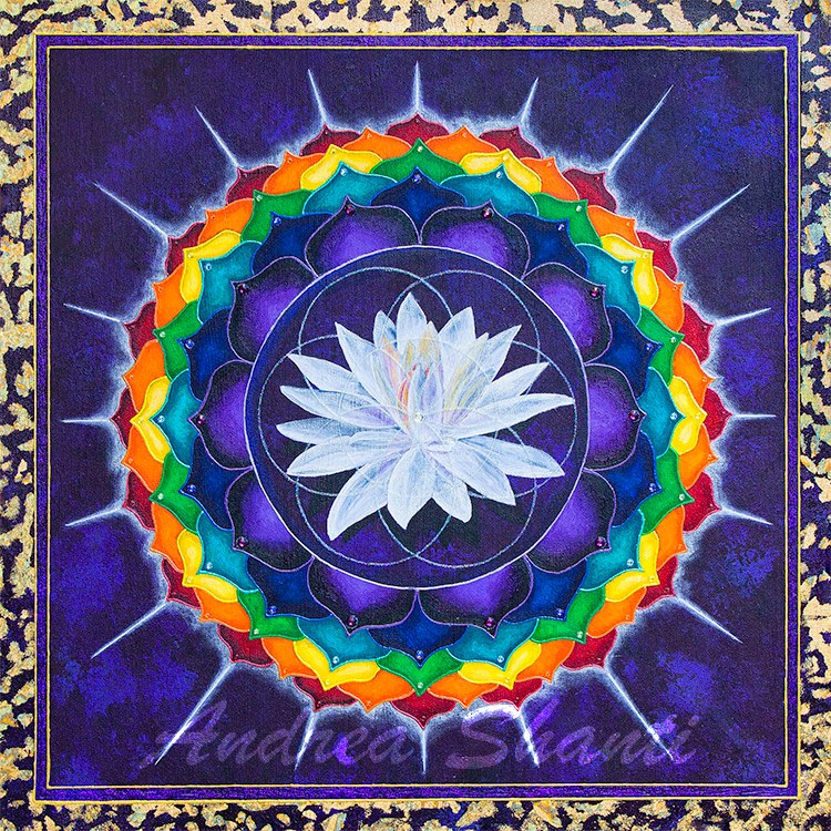 7th Chakra- Sahasrara- Crown - Acrylic w/ Swarovski Crystals and Gold Leaf